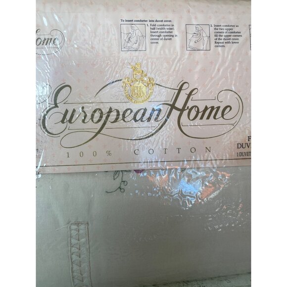 New Sealed European Home Full/Queen Duvet & Shams Set 100% Cotton Antique Rose - Picture 3 of 11